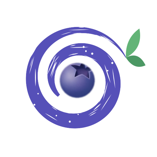 Logo Mirto OS: spirale viola con bacca scura e due foglie verdi